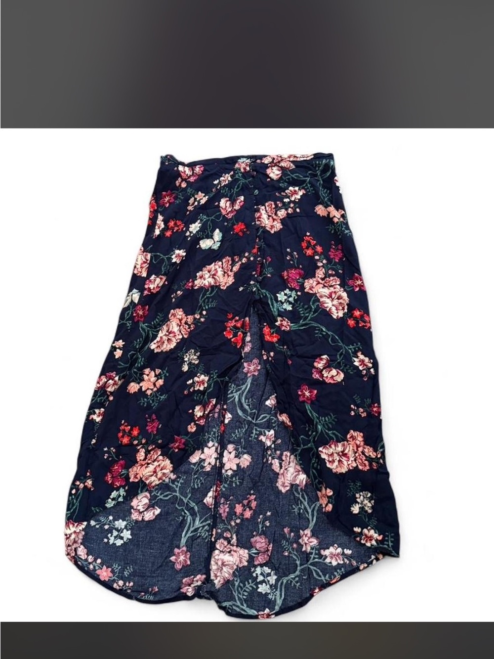 Navy blue floral elegant  high low skirt